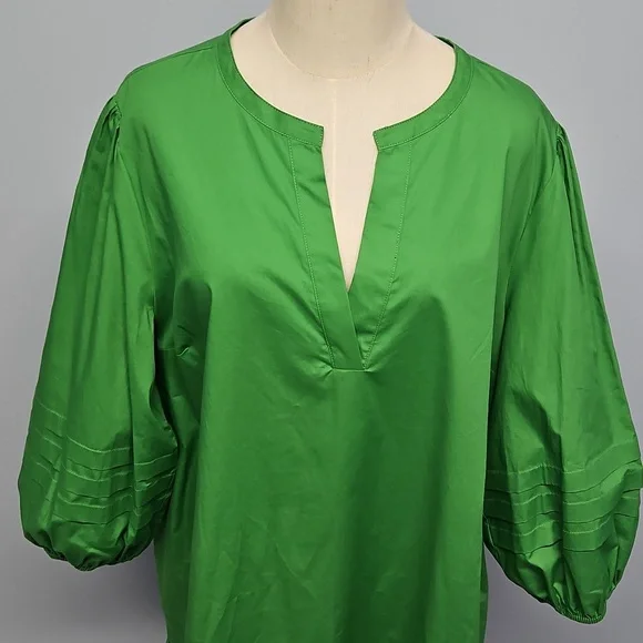 Sugarlips Curve Velma Balloon Sleeve Ruffle Shift Dress: Green: Size- 2X - Picture 5 of 14